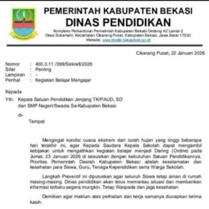 Disdik Kabupaten Bekasi Terapkan PJJ Guna Hindari Dampak Banjir