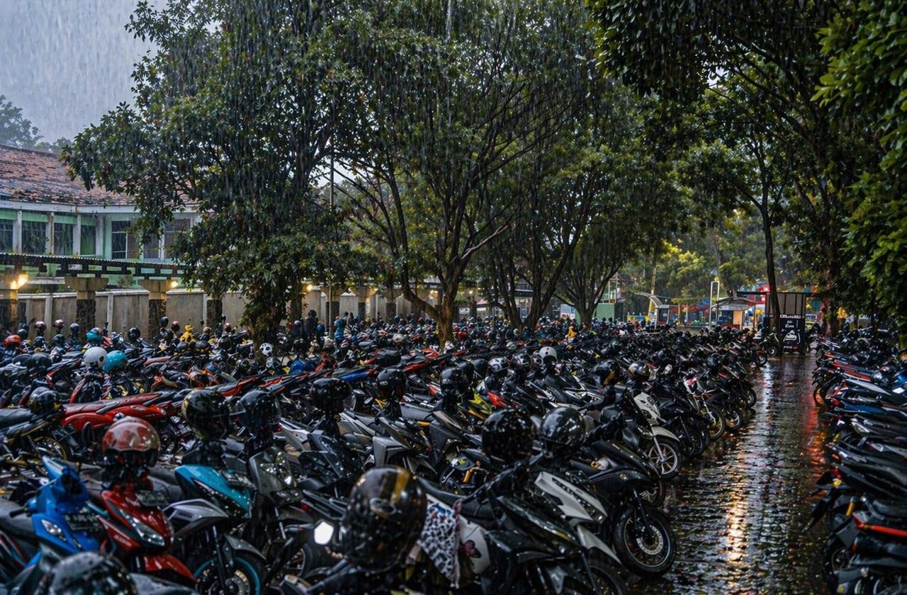 parkir motor di perbelanjaan