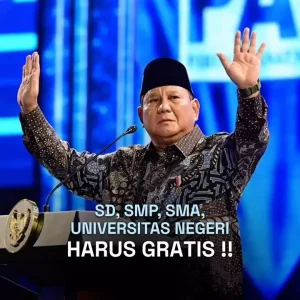Pendidikan Negeri Gratis hingga Perguruan Tinggi Jadi Komitmen Presiden Prabowo